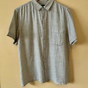 Oak   Fort Mens Grey Size M Cotton Button Short  Sleeve Casual Shirt